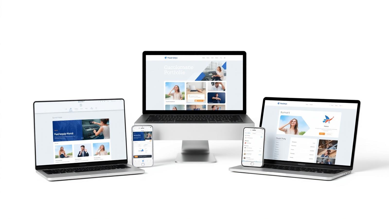 Kinfotech portfolio showcase across laptop and mobile devices